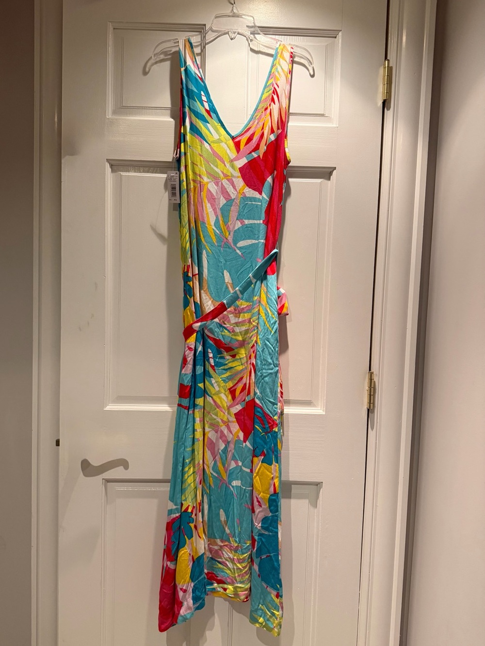 Natori Multi-Color Tropical V-Neck Maxi cover up Dress